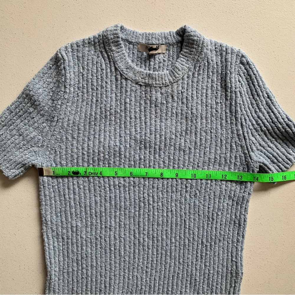 Madewell Blue Boucle-Knit Crewneck Sweater Tee Size XS Light NWT - Picture 11 of 14